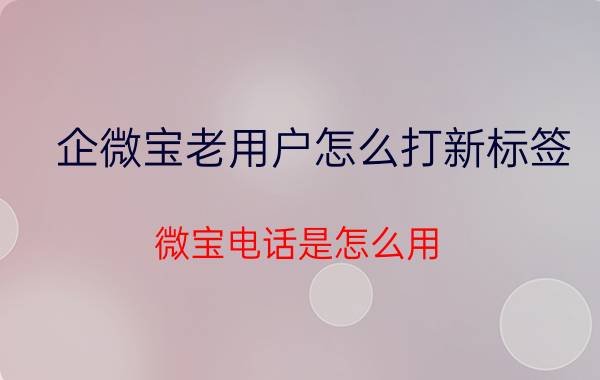 企微宝老用户怎么打新标签 微宝电话是怎么用，可以充值到移动话费上吗？